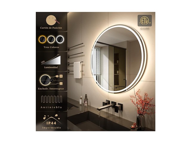 Led makeupspiegel voor de badkamer - afbeelding 3 van  4