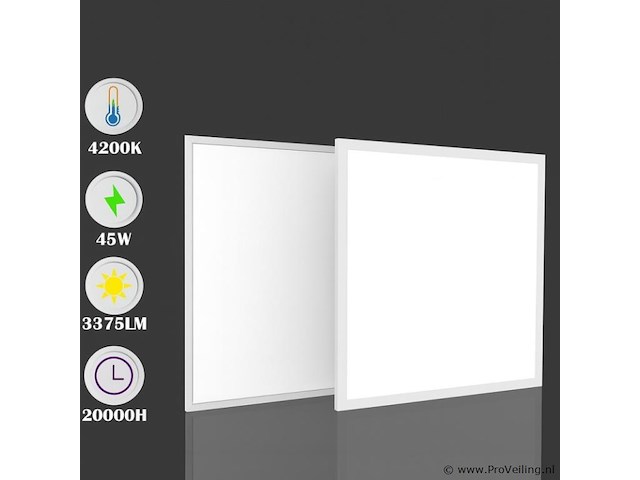 Led-paneel 45w – 60 × 60 cm – 4200k neutraal wit (x8) - afbeelding 3 van  4