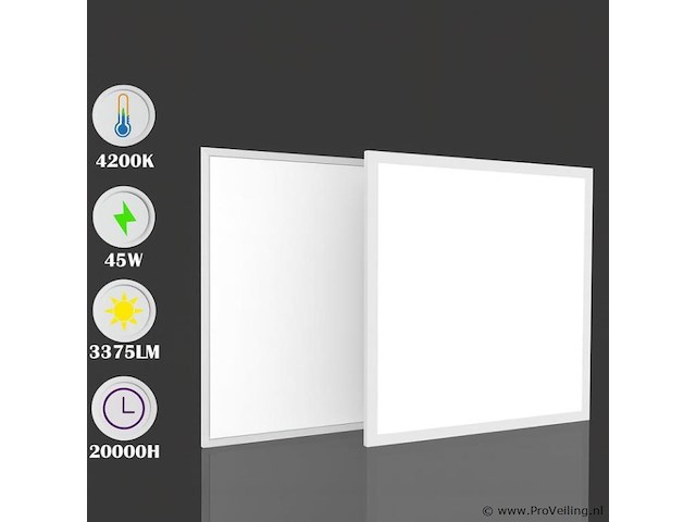 Led-paneel 45w – 60 × 60 cm – 4200k neutraal wit (x8) - afbeelding 3 van  4