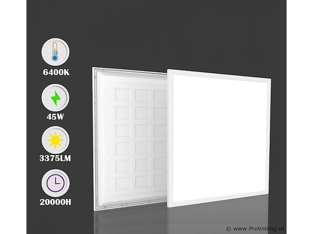 Led-paneel 45w – 60 × 60 cm– 6400k koud wit (x8) - afbeelding 3 van  4