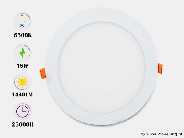 Led-paneel – inbouw rond – 18w – 6500k – koud wit (15) - afbeelding 1 van  4