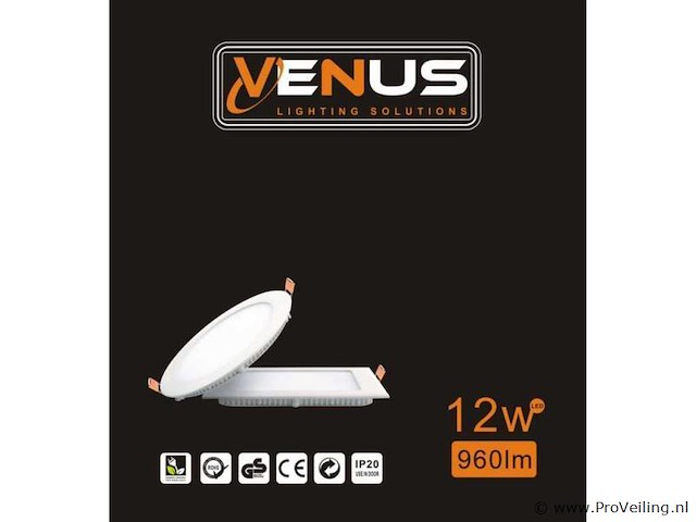 Led-paneel – rond inbouw – 12w – 6500k – koud wit (x40) - afbeelding 4 van  4