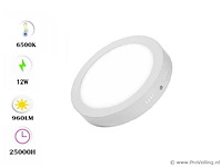 Led-paneel – ronde opbouwmontage – 12w – 6500k – koud wit (x10) - afbeelding 1 van  4