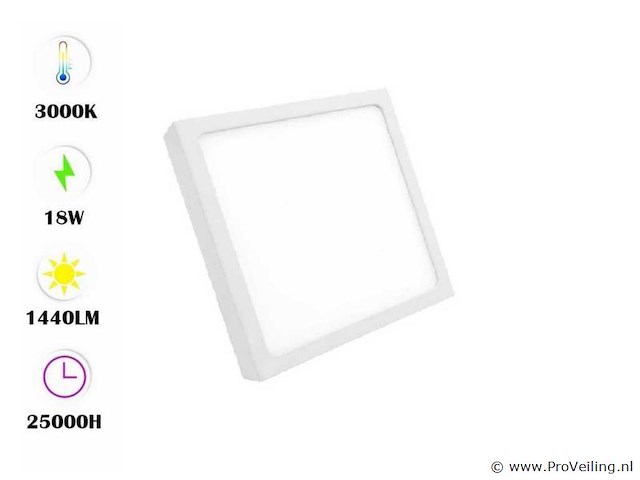 Led-paneel – vierkante opbouwmontage – 18w – 3000k – warm wit (x10) - afbeelding 2 van  4