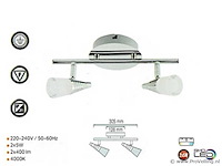 Led plafondlamp – 2 spots – di03 – 2 x 5w zilver (x4) - afbeelding 3 van  4