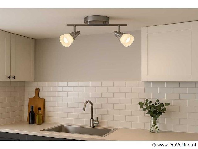 Led plafondlamp – 2 spots – di03 – 2 x 5w – zilver (x8) - afbeelding 1 van  4