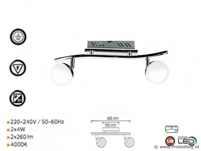 Led plafondlamp – 2 spots – hl7182l – 2 x 4w (x8) - afbeelding 3 van  4