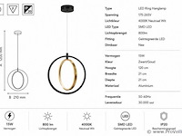 Led ring hanglamp 15w – 4000k neutraal wit - zwart/goud – ip20 – daxton-15 - afbeelding 4 van  5