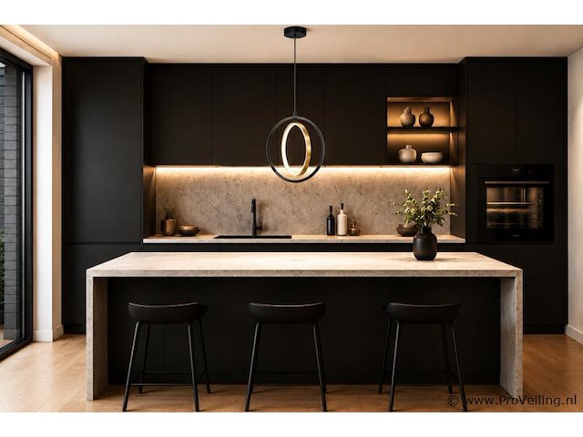 Led ring hanglamp 15w – 4000k neutraal wit - zwart/goud – ip20 – daxton-15 - afbeelding 1 van  5