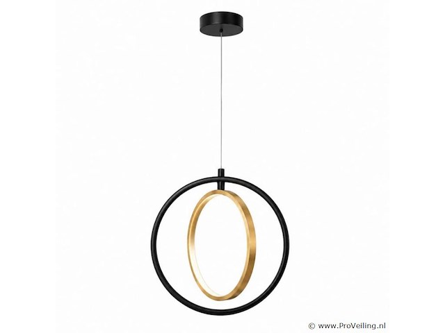 Led ring hanglamp 15w – 4000k neutraal wit - zwart/goud – ip20 – daxton-15 - afbeelding 2 van  5