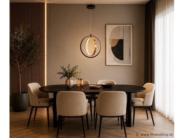Led ring hanglamp 15w – 4000k neutraal wit - zwart/goud – ip20 – daxton-15 - afbeelding 3 van  5