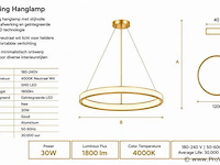 Led ring hanglamp 30w – 4000k neutraal wit - rose gold – ip20 – essence-30 - afbeelding 4 van  5
