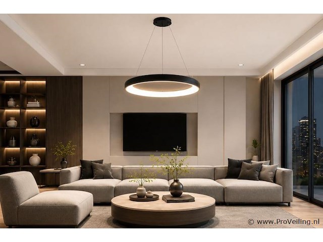 Led ring hanglamp 30w – 4000k neutraal wit - zwart – ip20 – essence-30 - afbeelding 1 van  5