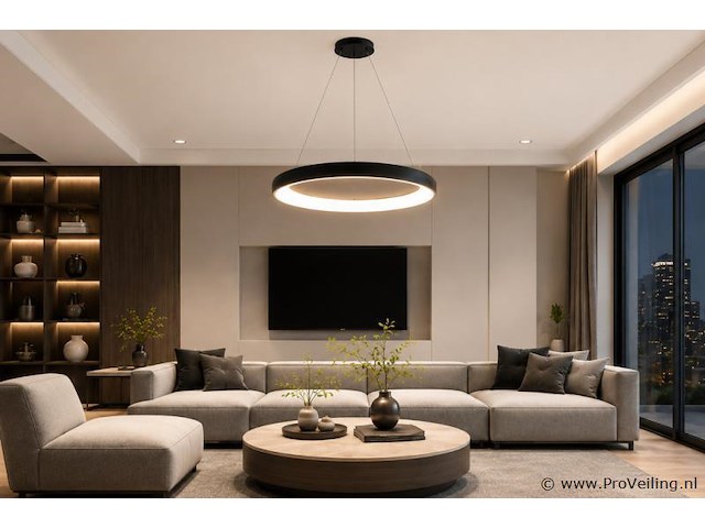 Led ring hanglamp 30w – 4000k neutraal wit - zwart – ip20 – essence-30 - afbeelding 1 van  5