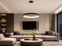 Led ring hanglamp 30w – 4000k neutraal wit - zwart – ip20 – essence-30 - afbeelding 1 van  5