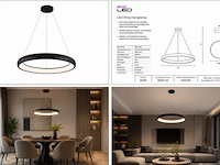 Led ring hanglamp 30w – 4000k neutraal wit - zwart – ip20 – essence-30 - afbeelding 5 van  5