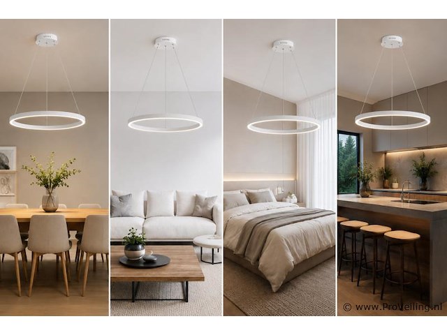 Led ring hanglamp 35w – 3cct dimbaar - wit – ip20 – harvey-35 3cct - afbeelding 3 van  5