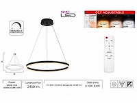 Led ring hanglamp 35w – 3cct dimbaar - zwart – ip20 – harvey-35 3cct - afbeelding 4 van  5