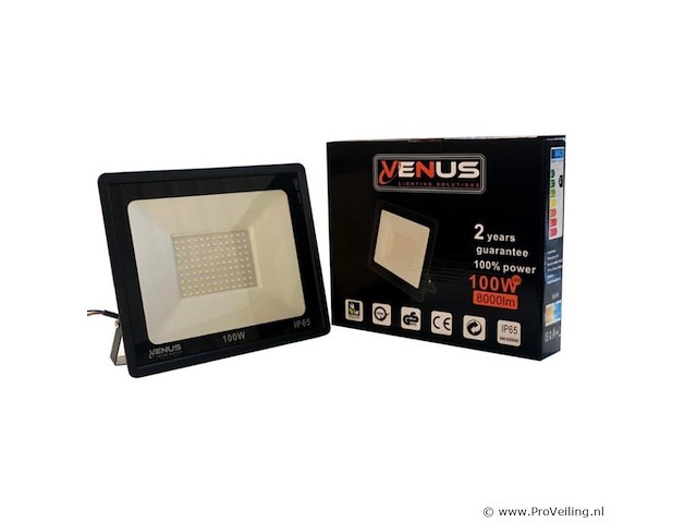 Led schijnwerper 100w – 6500k koud wit – ip65 wathedicht (x12) - afbeelding 1 van  4