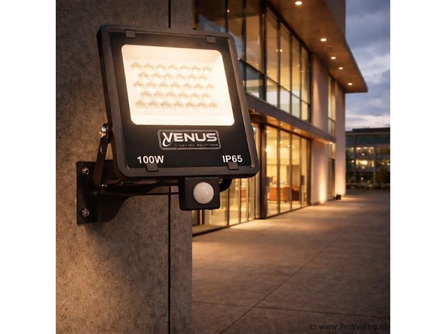 Led schijnwerper 100w – met sensor – 4000k naturaal wit – ip65 waterdicht (x6) - afbeelding 1 van  5
