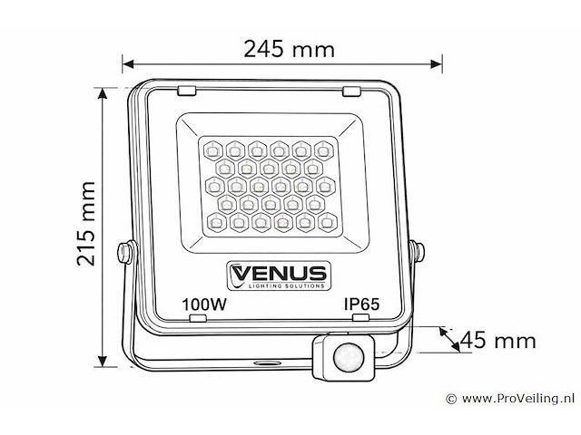 Led schijnwerper 100w – met sensor – 4000k naturaal wit – ip65 waterdicht (x6) - afbeelding 4 van  5