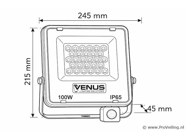 Led schijnwerper 100w – met sensor – 6500kkoud wit – ip65 waterdicht (x10) - afbeelding 4 van  5