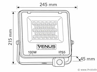 Led schijnwerper 100w – met sensor – 6500kkoud wit – ip65 waterdicht (x10) - afbeelding 4 van  5
