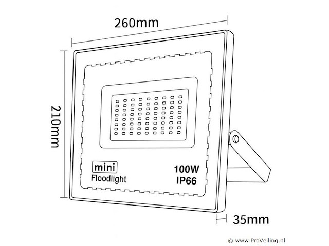 Led schijnwerper 100w mini – 6500k koud wit – ip65 waterdicht (x10) - afbeelding 5 van  5