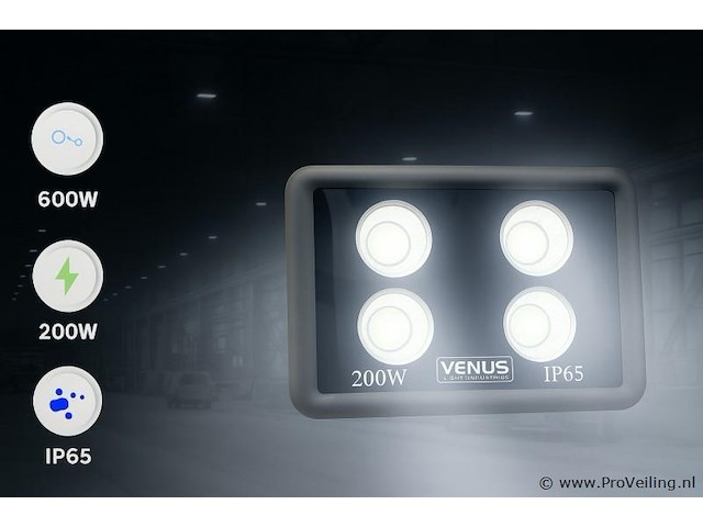 Led schijnwerper 200w – 6500k koud wit – ip65 waterdicht (x2) - afbeelding 1 van  5