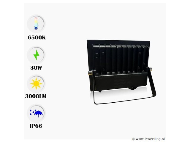 Led schijnwerper 30w mini – 6500k koud wit – ip65 waterdicht (x12) - afbeelding 2 van  4