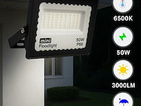 Led schijnwerper 50w mini – 6500k koud wit – ip65 waterdicht (x6) - afbeelding 1 van  4