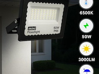 Led schijnwerper 50w mini – 6500k koud wit – ip65 waterdicht (x6) - afbeelding 1 van  4