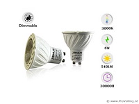 Led-spot gu10 – 6w – dimbaar – 3000k warm wit – ip20 (x100) - afbeelding 1 van  4