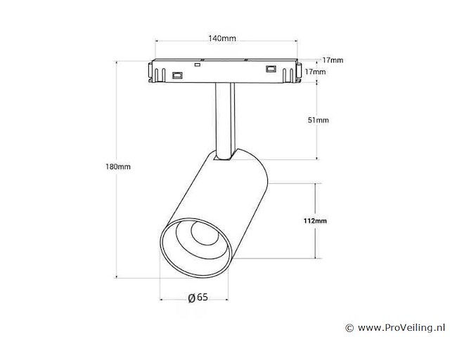 Led spot op magnetische rail 48v - 20w - zwart - bery (x4) - afbeelding 5 van  5