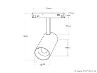 Led spot op magnetische rail 48v -10w - zwart - bery (x4) - afbeelding 6 van  6
