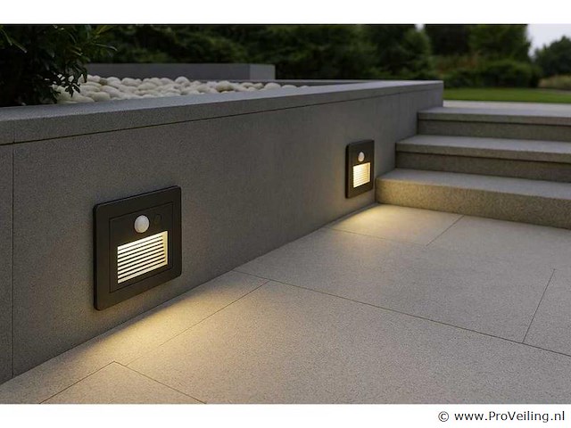 Led trapverlichting met sensor ly03 – 3w – ip65 waterdicht– antraciet (x4) - afbeelding 1 van  6
