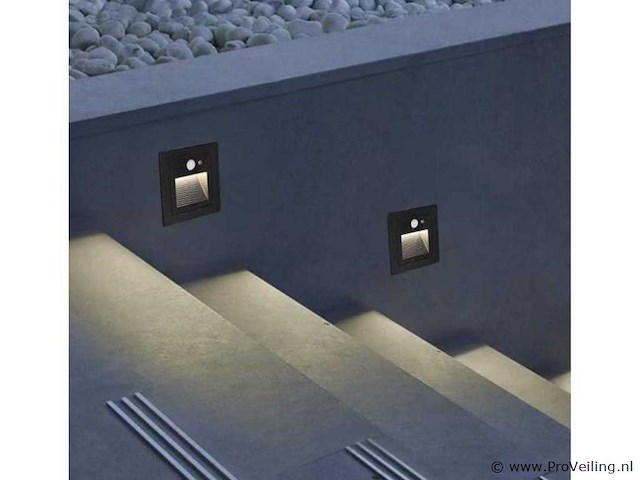 Led trapverlichting met sensor ly03 – 3w – ip65 waterdicht– antraciet (x4) - afbeelding 2 van  6
