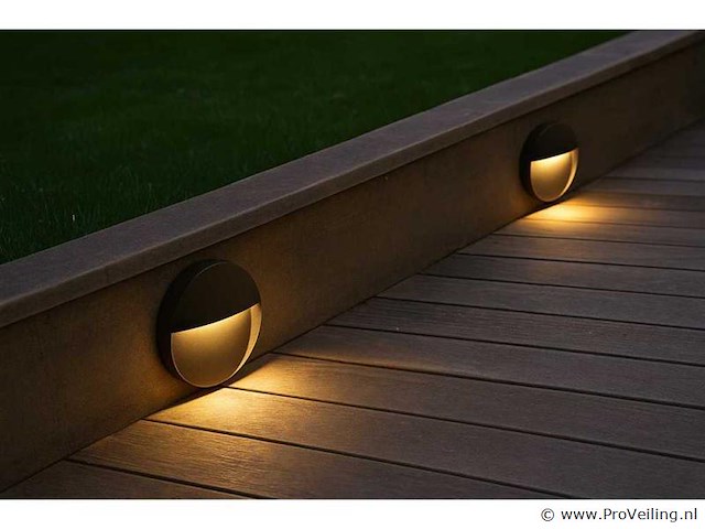 Led trapverlichting s-22r– 6w – zwart – ip54 waterdicht (x8) - afbeelding 1 van  5