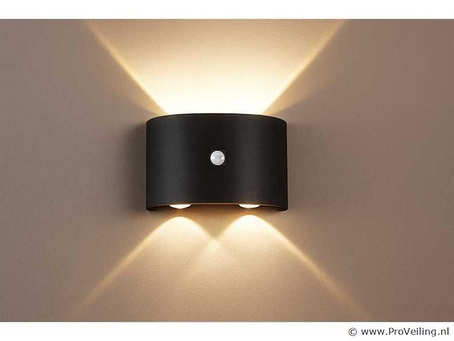 Led wandlamp met sensor – sw-2310-2 – 4w – zwart – ip54 (x4) - afbeelding 1 van  3