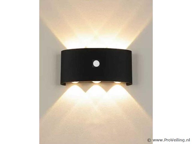 Led wandlamp met sensor sw-2310-3 – 6w – zwart – ip54 (x2) - afbeelding 2 van  3