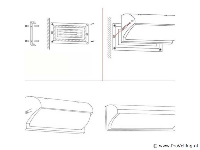 Led wandlampen saw-05 – 3500k – 12w – ip54 – zwart (4x) - afbeelding 4 van  4