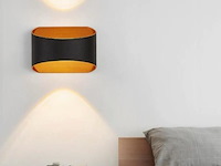 Led wandlampen sw-15 – 3500k – cob – ip54 – zwart/goud (8x) - afbeelding 1 van  2