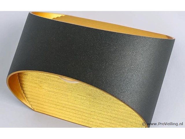 Led wandlampen sw-15 – 3500k – cob – ip54 – zwart/goud (8x) - afbeelding 2 van  2