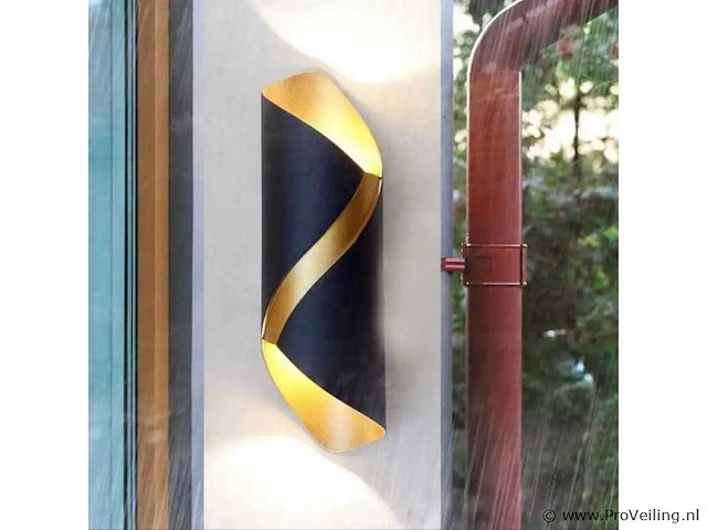 Led wandlampen sw-345 – 3500k – cob – ip54 – zwart/goud (8x) - afbeelding 3 van  4