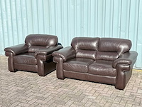 Lederen bankstel 2-zit + stoel - afbeelding 1 van  7