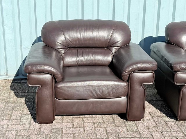 Lederen bankstel 2-zit + stoel - afbeelding 4 van  7