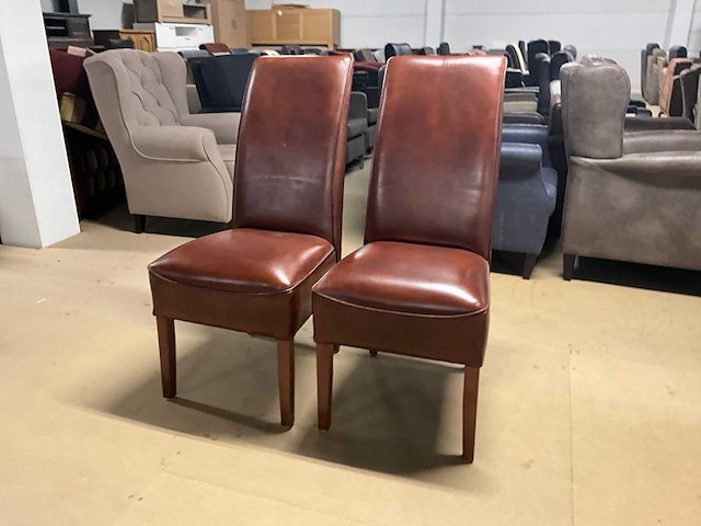 Lederen eetkamerstoel (2x) - afbeelding 1 van  11