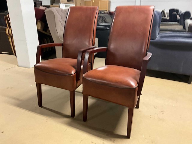 Lederen eetkamerstoel (2x) - afbeelding 1 van  12