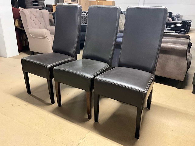 Lederen eetkamerstoel (3x) - afbeelding 1 van  11