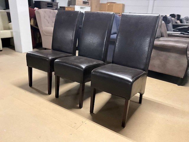Lederen eetkamerstoel (3x) - afbeelding 2 van  9